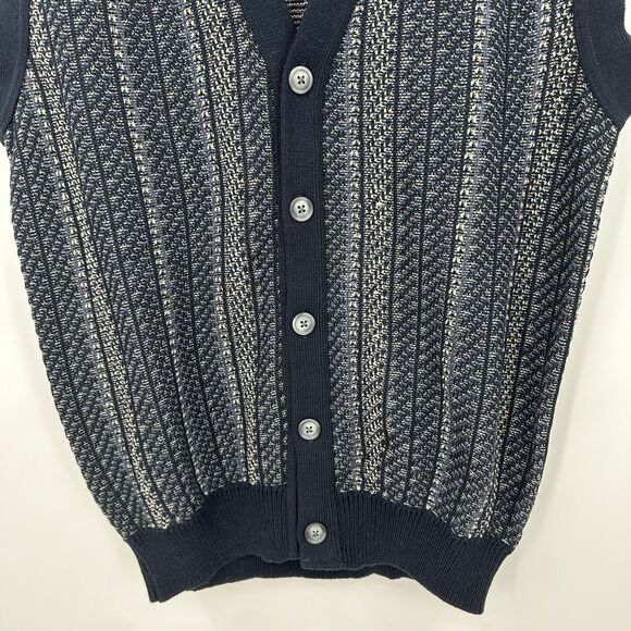 Robert Stock Mens Knit Sweater Vest L Preppy Retro Grandpacore Eclectic Grandpa - Picture 4 of 10